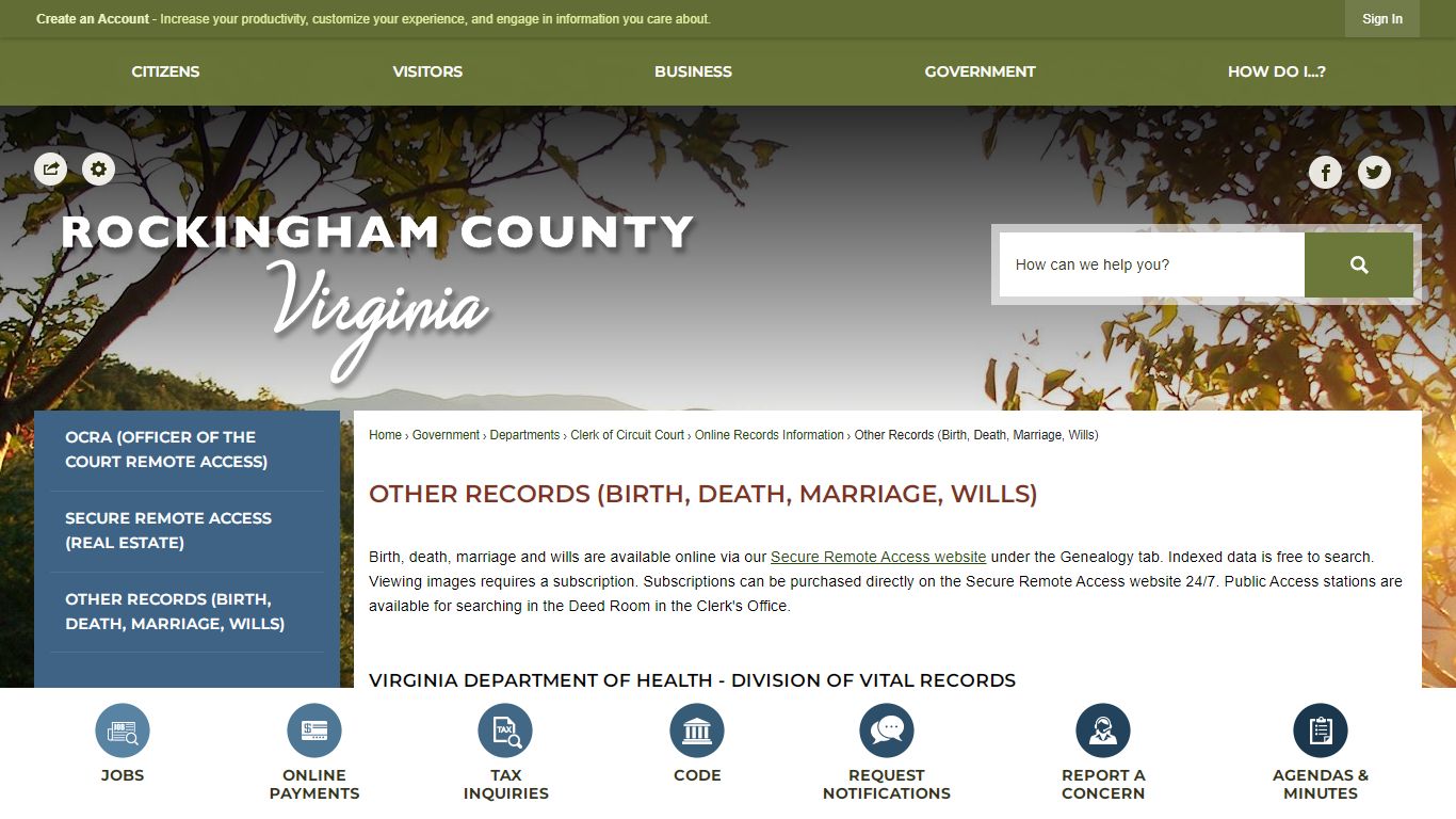 Other Records (Birth, Death, Marriage, Wills) | Rockingham County, VA