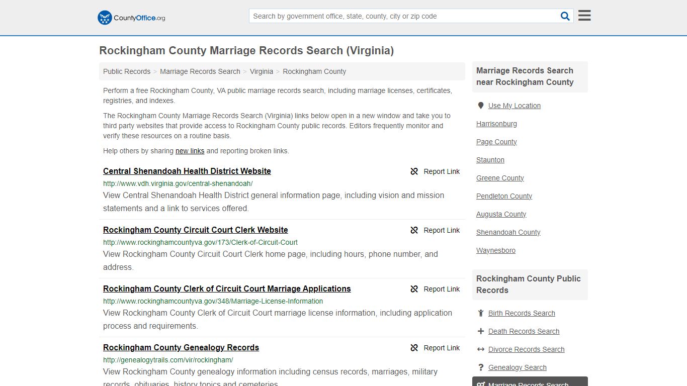 Rockingham County Marriage Records Search (Virginia) - County Office